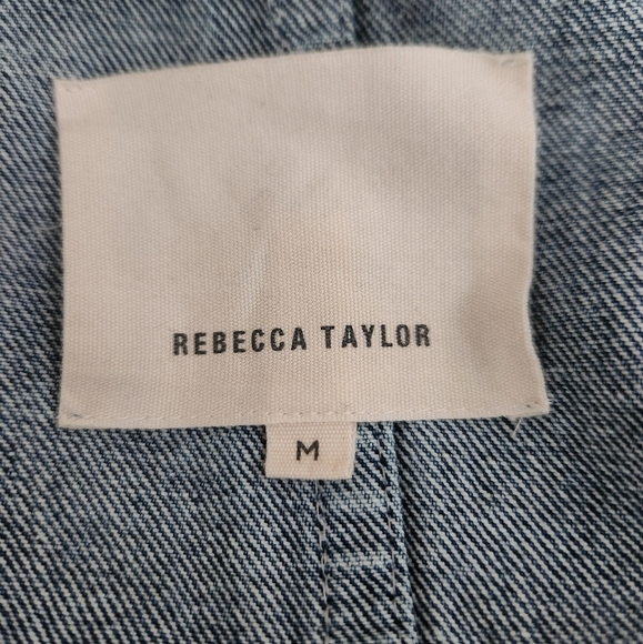 Rebecca Taylor | Washed Denim Cutoff Raw Hem Moto Jacket - Size M - Picture 12 of 14